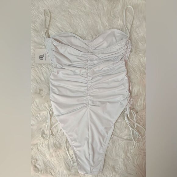 NWT Envya Ruched High Rise One-Piece Swimsuit in White Size M - Picture 5 of 10